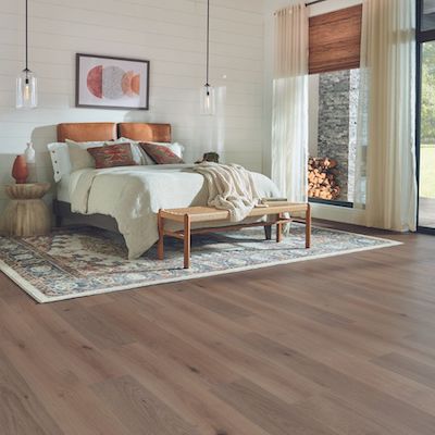 wood look laminate in a cozy bedroom