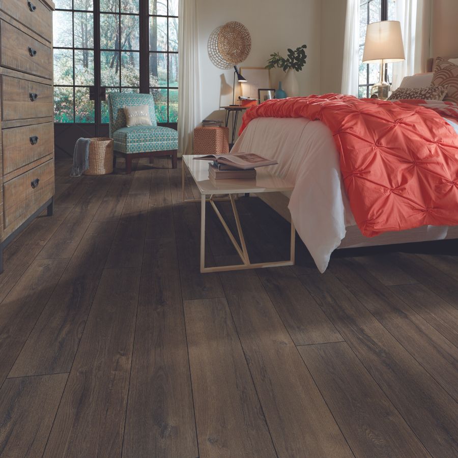 Hardwood floors in a bedroom